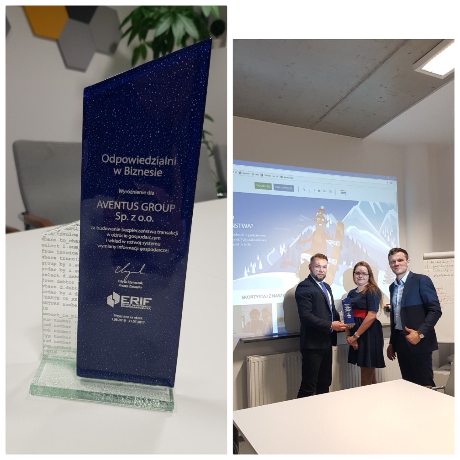 Firma Aventus Group wyróżniona certyfikatem 'Odpowiedzialni w biznesie'